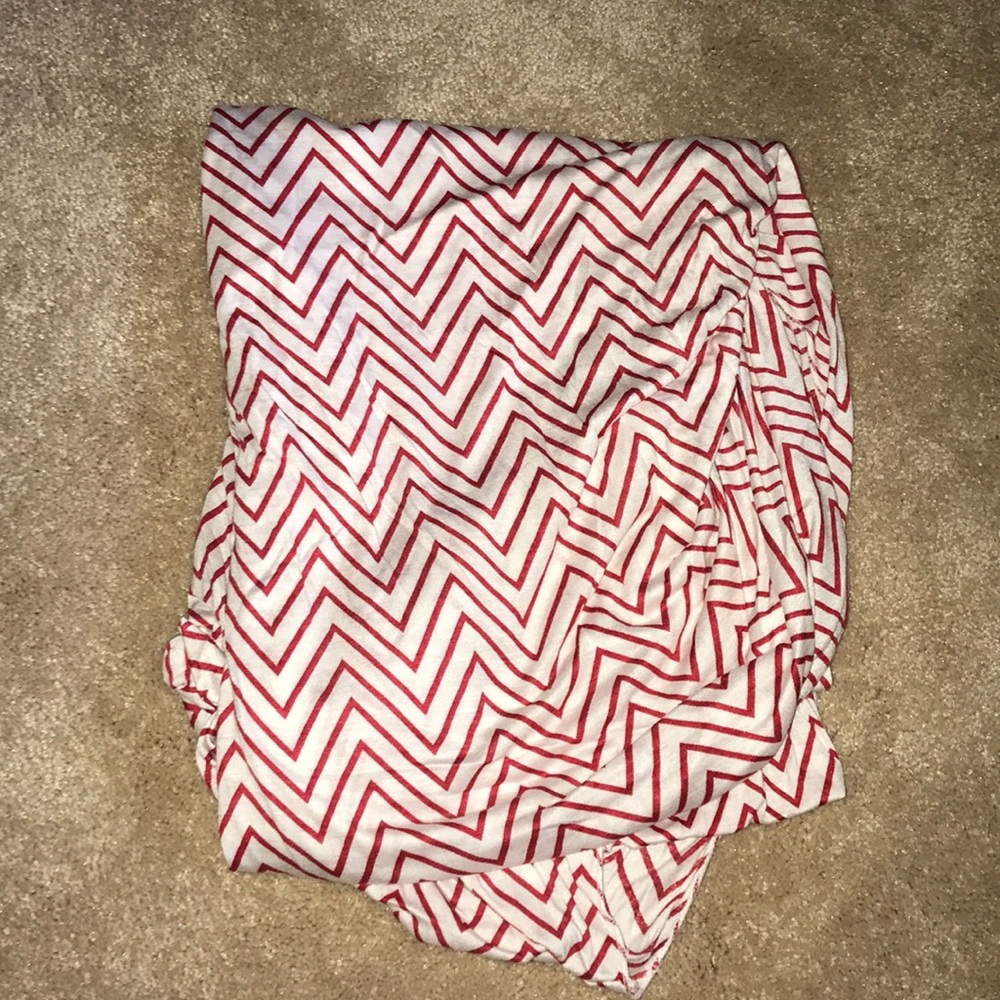 Red and white chevron infinity scarf